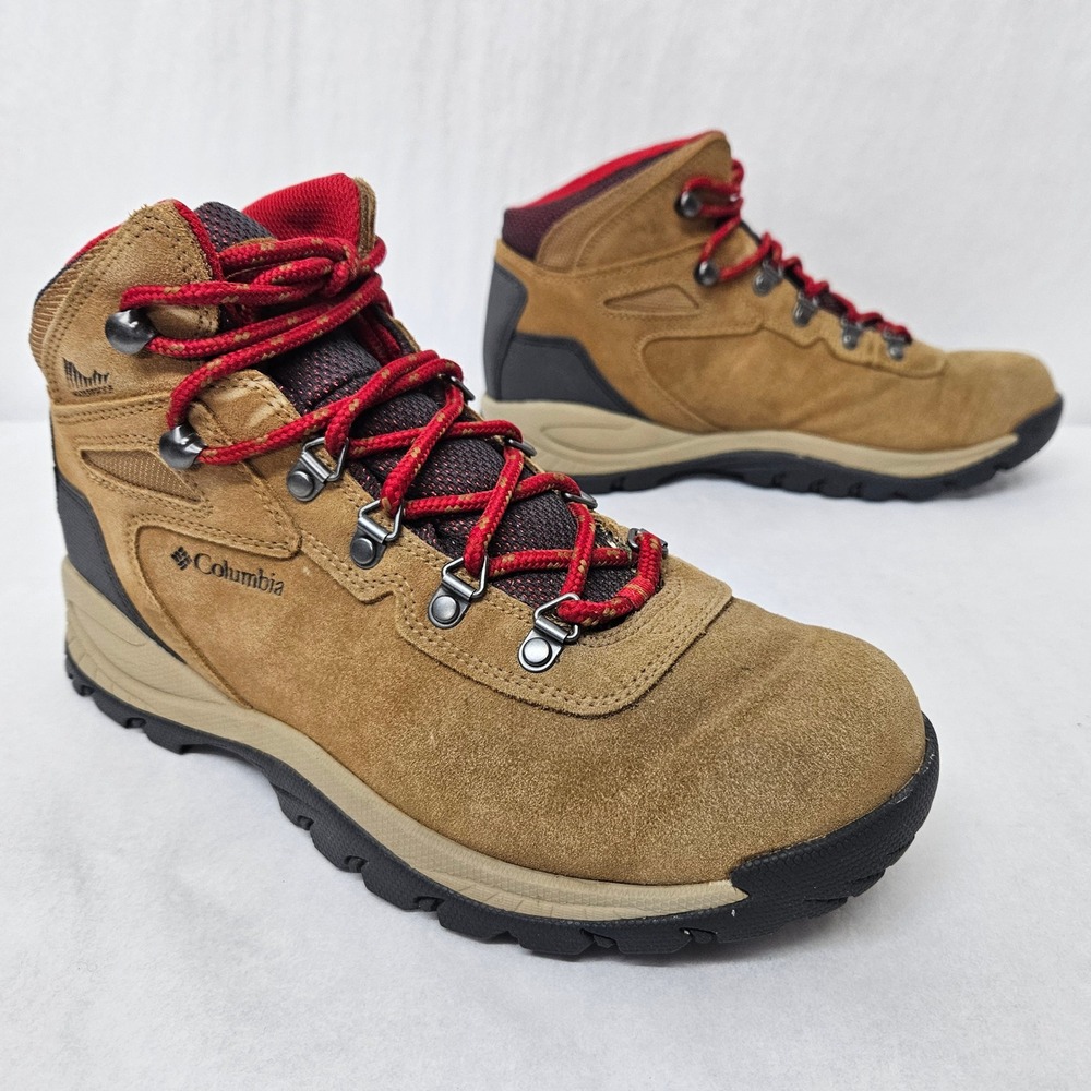 Columbia Women's Tan Suede Lace-Up Hiking Boots with Red Accents